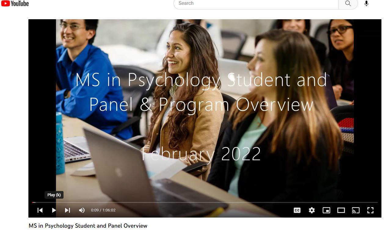 MS in Psychology Student Panel and Program Overview
