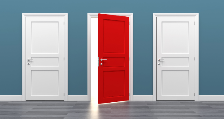 3 doors with the middle door open