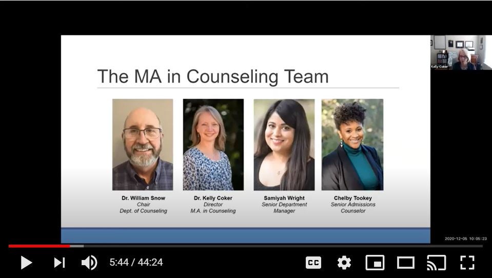 MA in Counseling On-Demand webinar photo