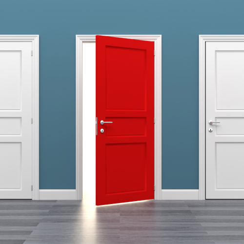 3 doors with the center door ajar