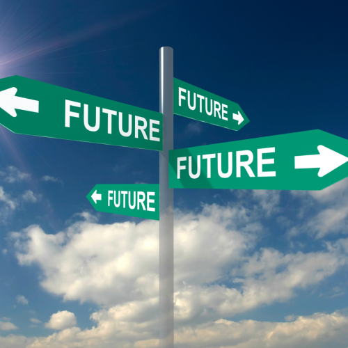 signs with arrows pointing in different directions indicating choice and option for different paths